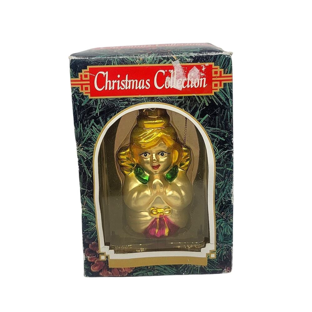 Beautiful Vintage Christmas Collection Blown Glass Angel Ornament